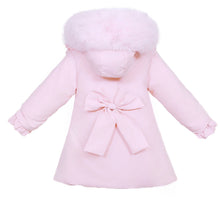 Load image into Gallery viewer, Baby Girl Pink Puffer Jacket with Faux Fur
