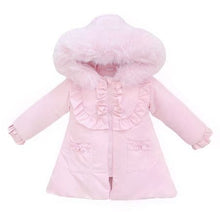 Load image into Gallery viewer, Baby Girl Pink Puffer Jacket with Faux Fur

