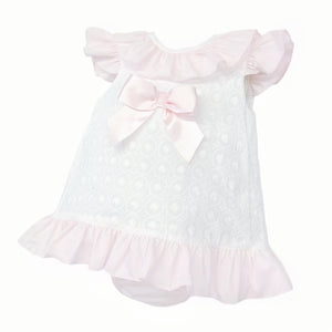 Baby Girl White Cotton Dress with Bloomers