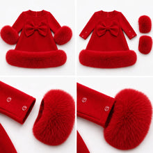 Load image into Gallery viewer, Preorder Exclusive Girls Bow &amp; Faux Fur Dress Set - Read description
