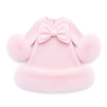 Load image into Gallery viewer, Preorder Exclusive Girls Bow &amp; Faux Fur Dress Set - Read description
