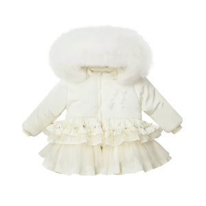 Exclusive Cream Faux Fur Puff Jacket