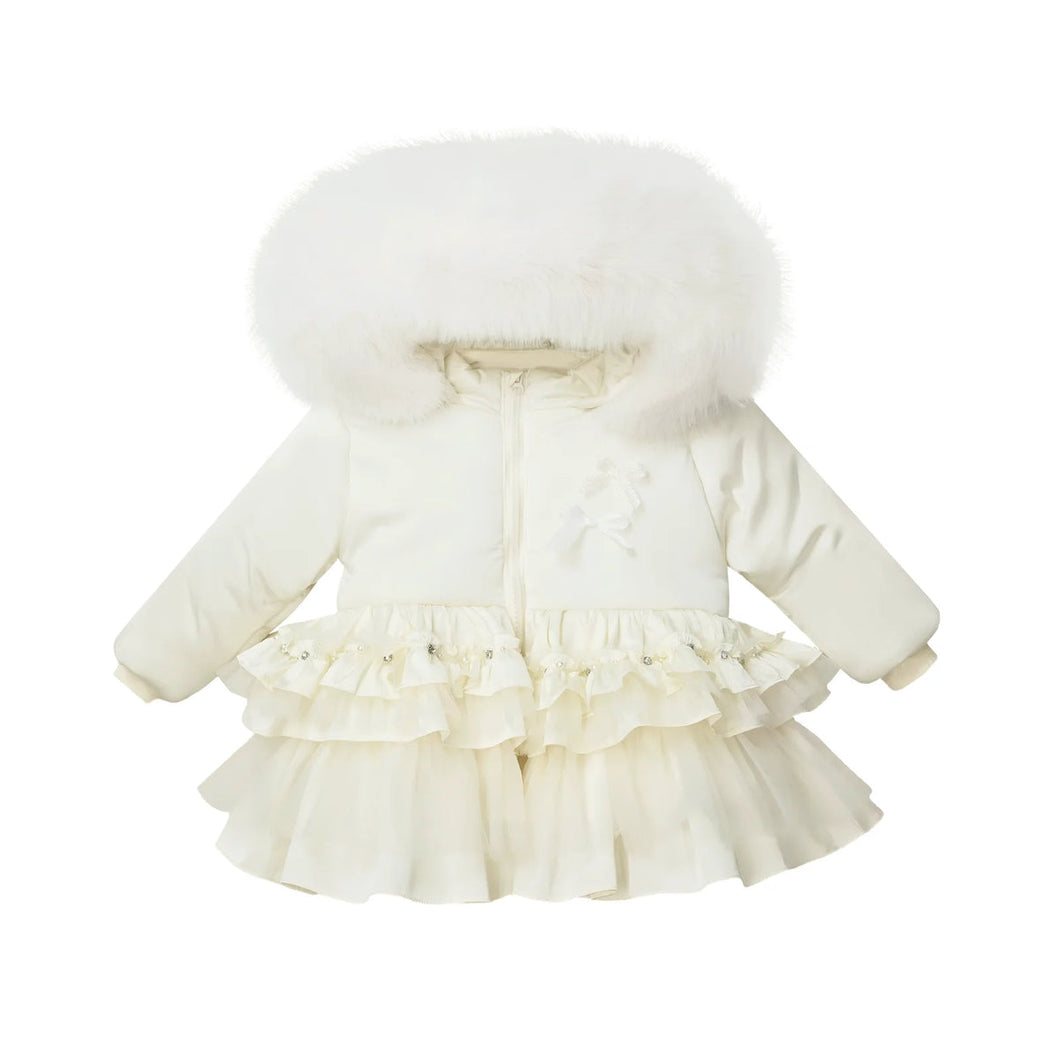 Exclusive Cream Faux Fur Puff Jacket