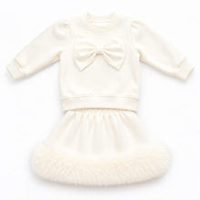 Load image into Gallery viewer, Preorder Exclusive Girls Bow &amp; Faux Fur Skirt Set - Read description
