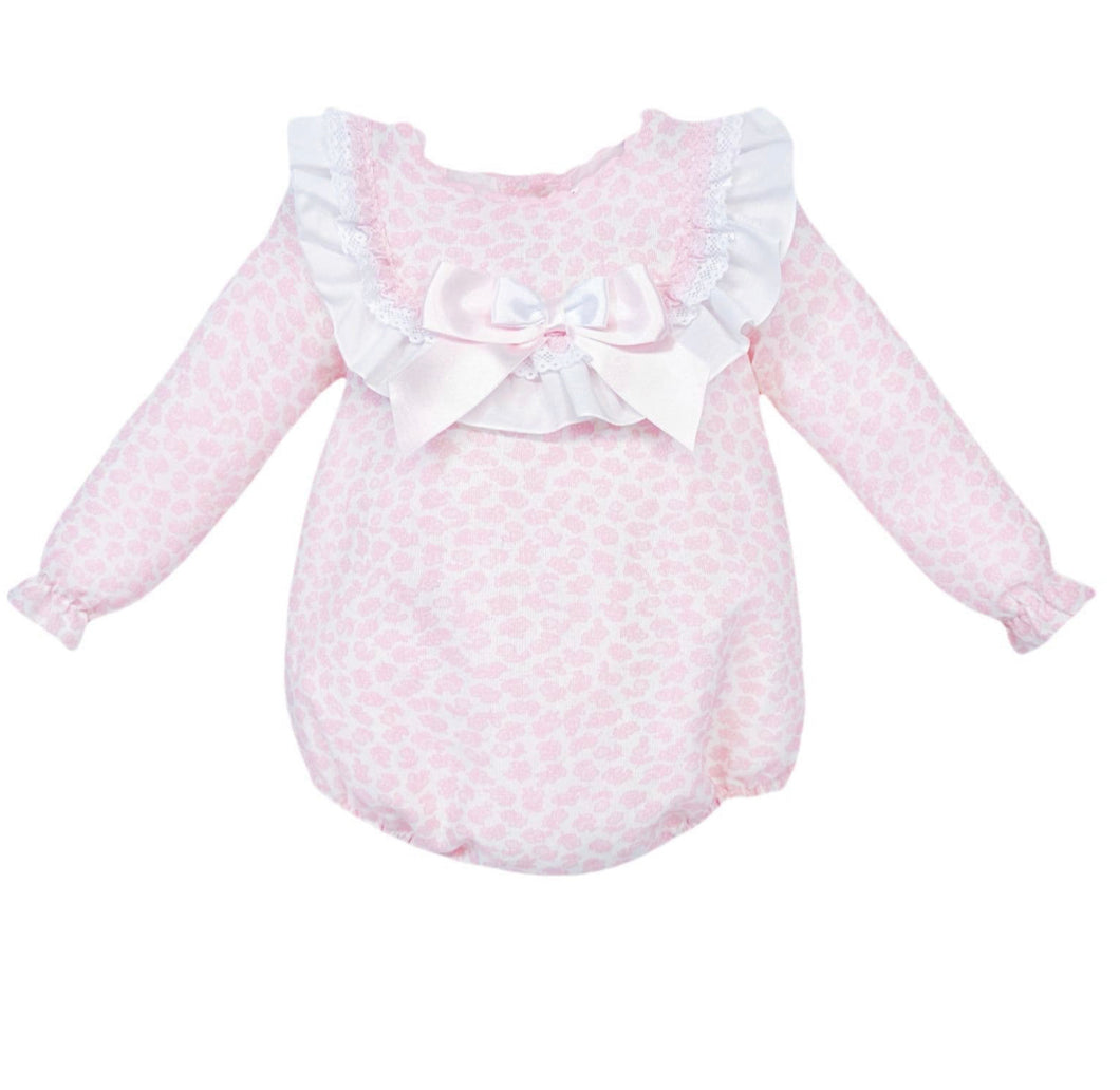 Baby Girls Pink Floral Frilly Romper