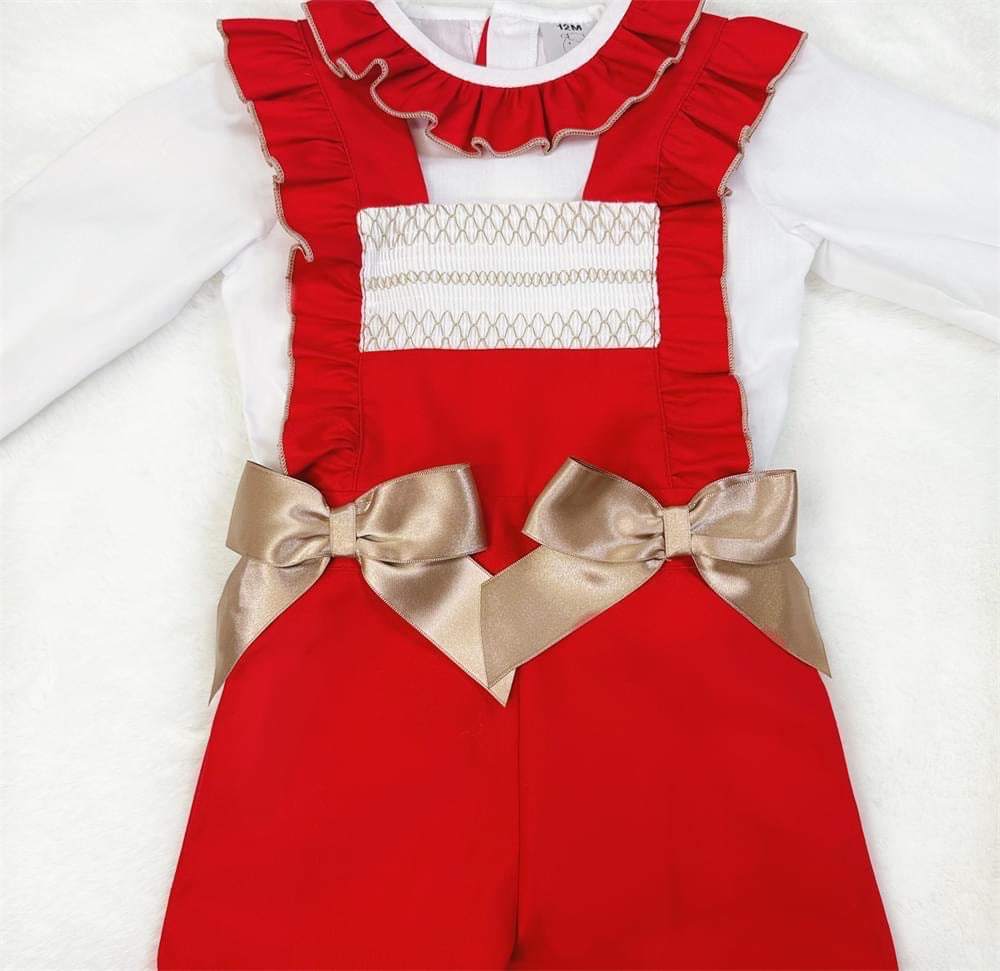 Baby Girl Smocked Dungaree Set