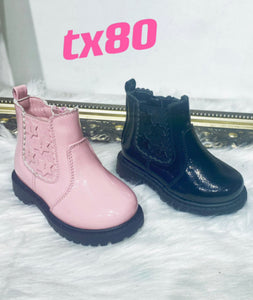 Pink Girls Star Ankle Boots