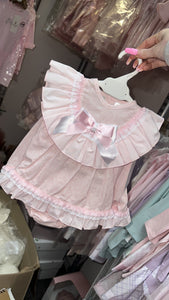 Pink Baby Girls Puff Dress with Bloomers
