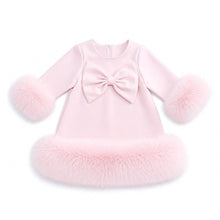 Load image into Gallery viewer, Preorder Exclusive Girls Bow &amp; Faux Fur Dress Set - Read description
