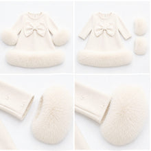 Load image into Gallery viewer, Preorder Exclusive Girls Bow &amp; Faux Fur Dress Set - Read description
