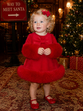 Load image into Gallery viewer, Preorder Exclusive Girls Bow &amp; Faux Fur Dress Set - Read description

