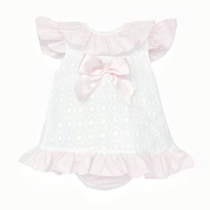 Baby Girl White Cotton Dress with Bloomers