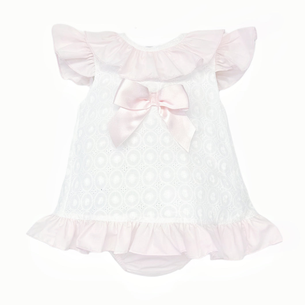 Baby Girl White Cotton Dress with Bloomers