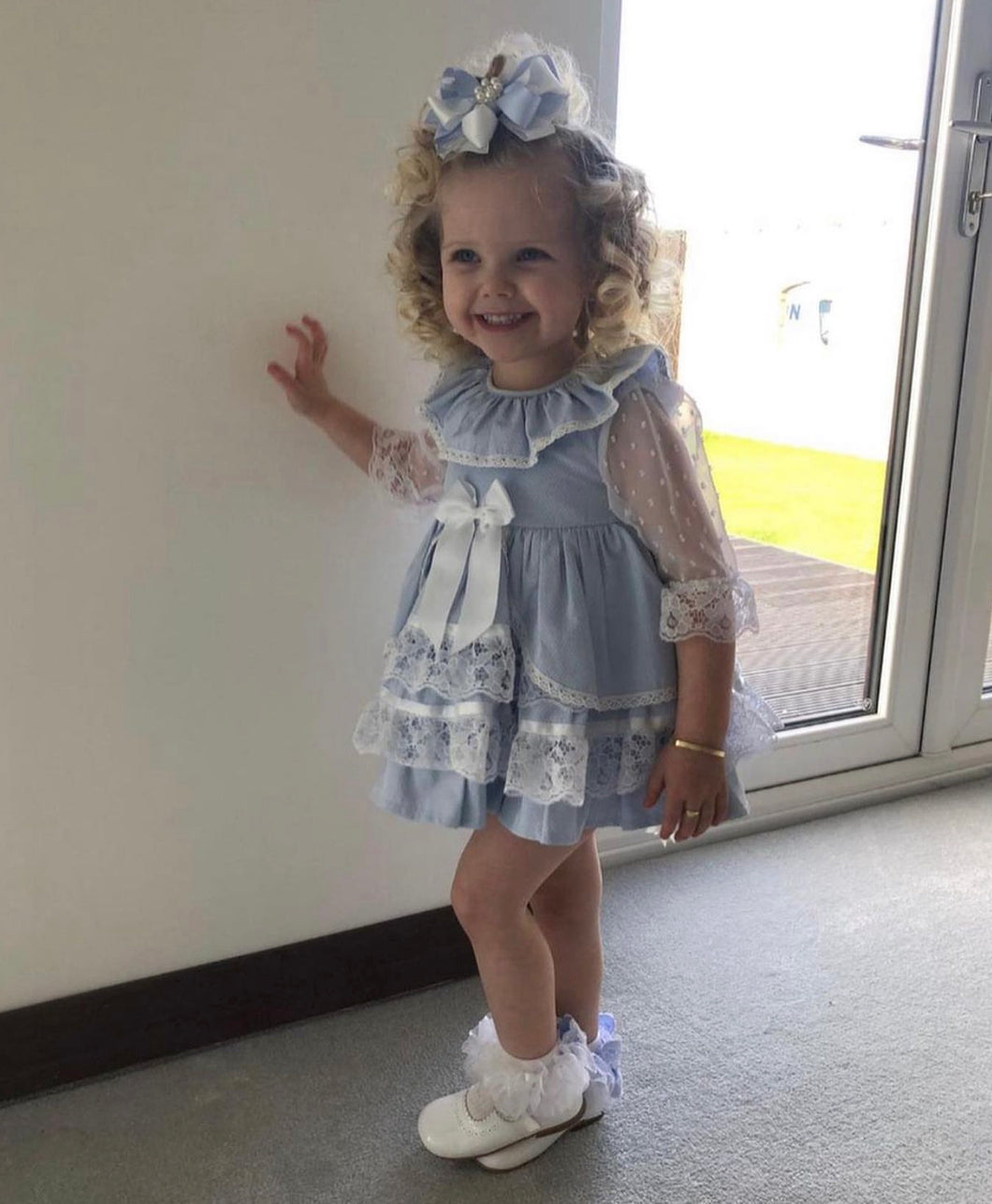 Princess Puff Blue Lace Dress