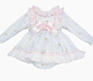Baby Girls Teddy Print Puff Ball Dress