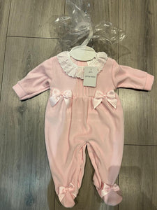 Velour Baby Sleepsuit with Bows