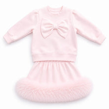 Load image into Gallery viewer, Preorder Exclusive Girls Bow &amp; Faux Fur Skirt Set - Read description
