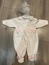 Load image into Gallery viewer, Velour Baby Sleepsuit with Bows
