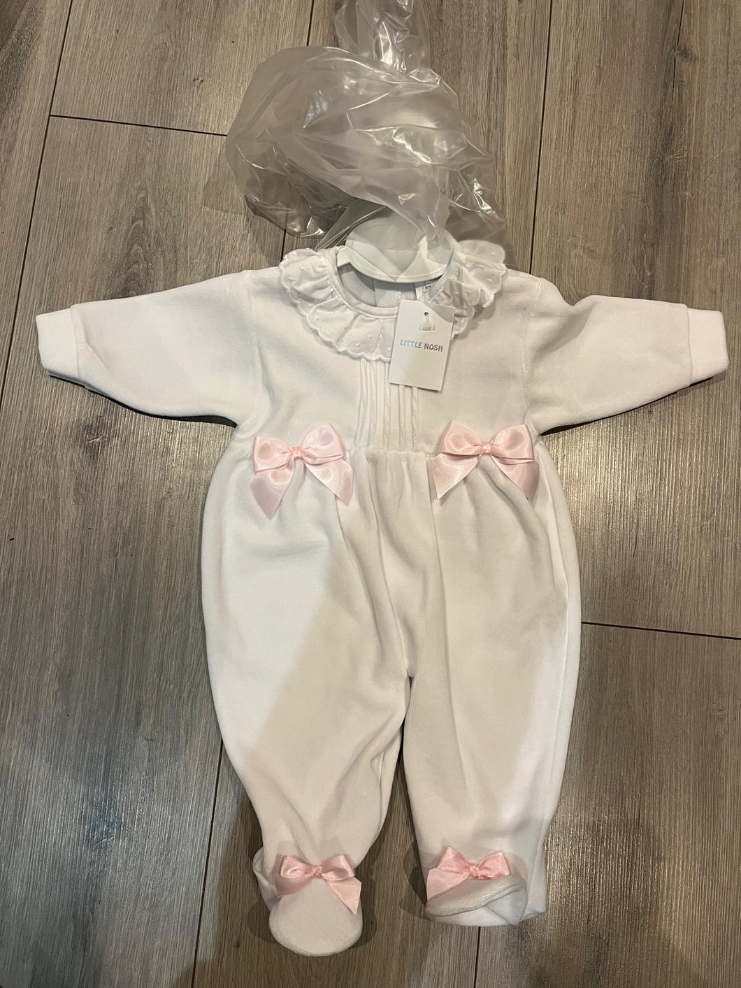 Velour Baby Sleepsuit with Bows