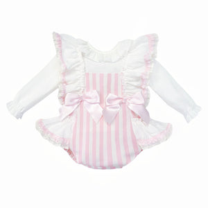 Pink & White Frilly Romper with Blouse