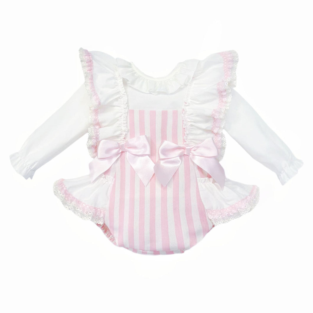 Pink & White Frilly Romper with Blouse