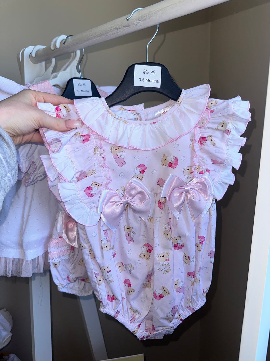 Girls Pink Teddy Romper