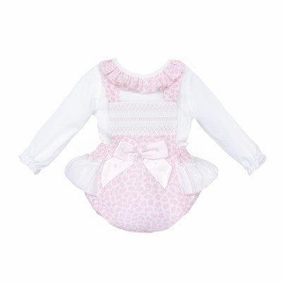 Baby Girls Pink Frilly Romper with Blouse