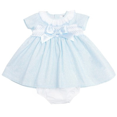 Blue Baby Girls Puff Dress with Bloomers