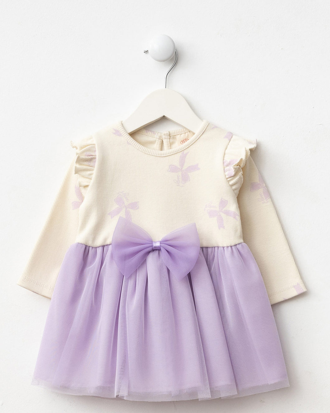 Baby Girls Bow Print Dress in Lilac