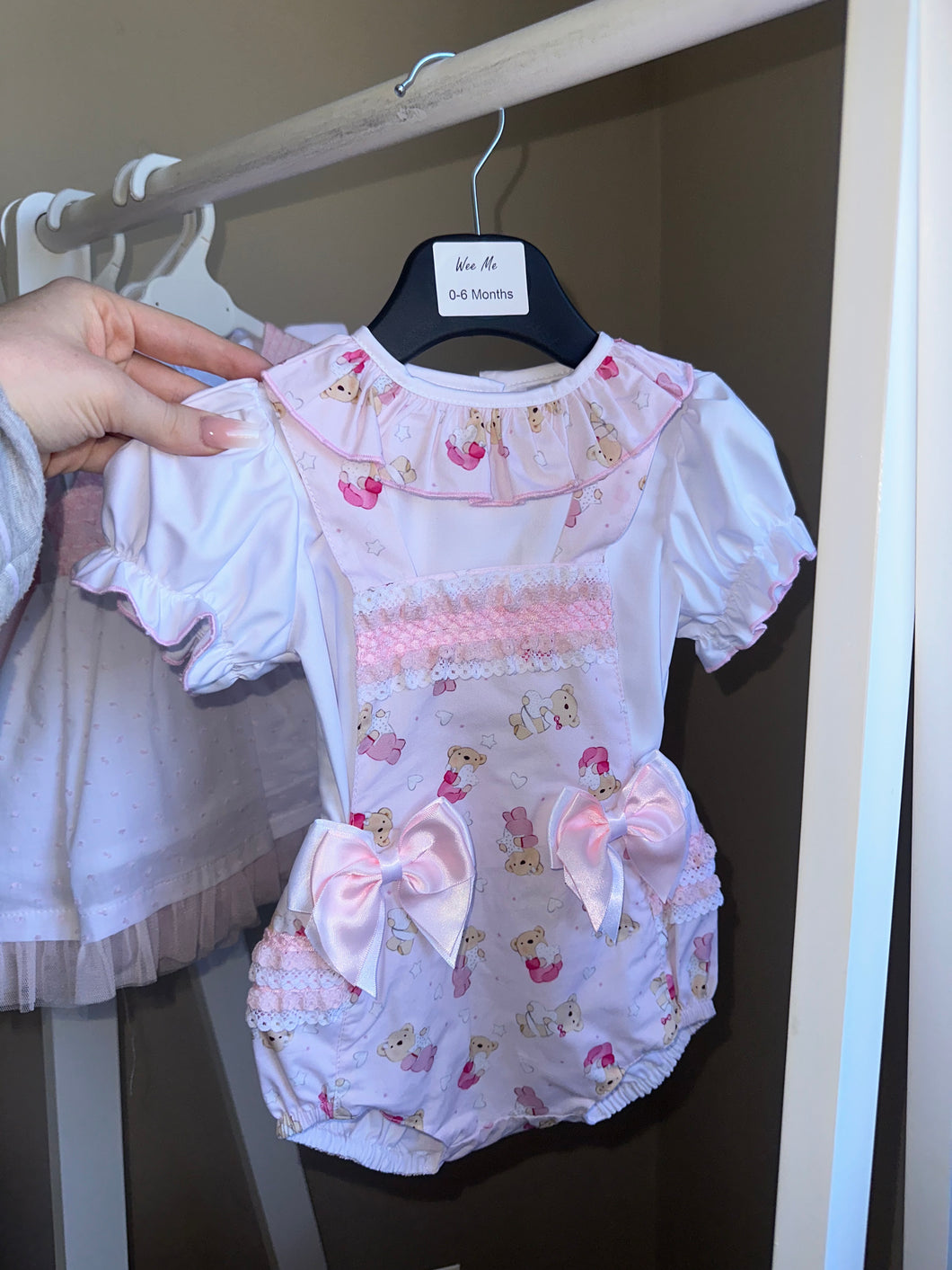 Girls Pink Teddy Romper