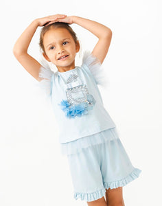 Caramelo Tulle Diamonte Shorts Set