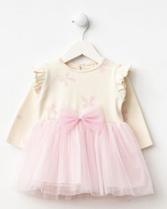 Baby Girls Bow Print Dress in Pink