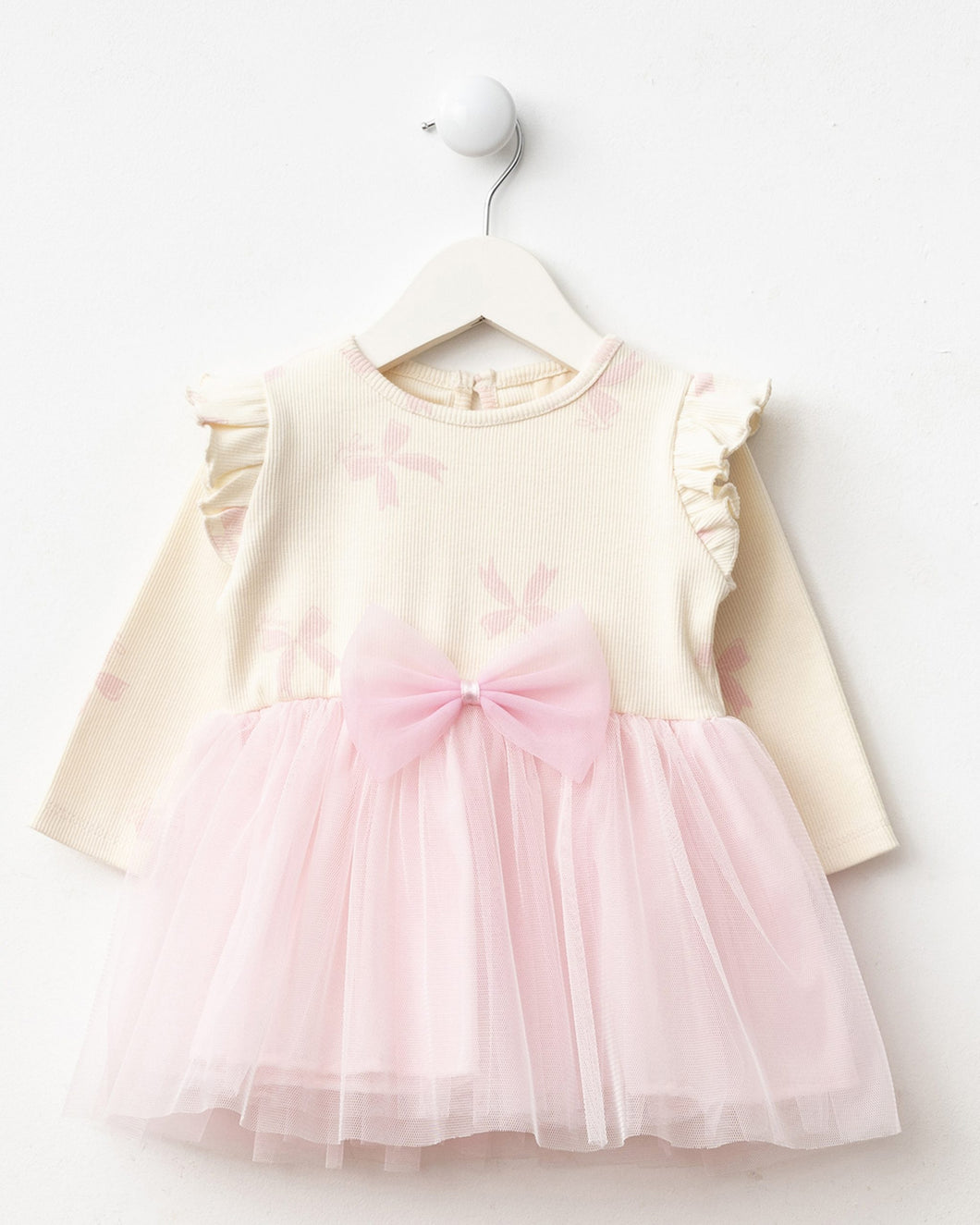 Baby Girls Bow Print Dress in Pink