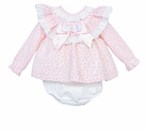 Baby Girls Pink Floral Frilly Two Piece