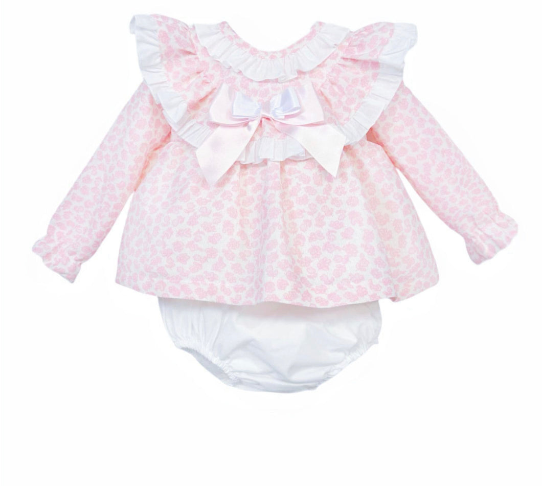 Baby Girls Pink Floral Frilly Two Piece