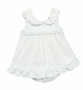 Baby Girl Swiss Dress in White & Yellow