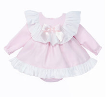 Load image into Gallery viewer, Pink &amp; White Frilly Girls Dress
