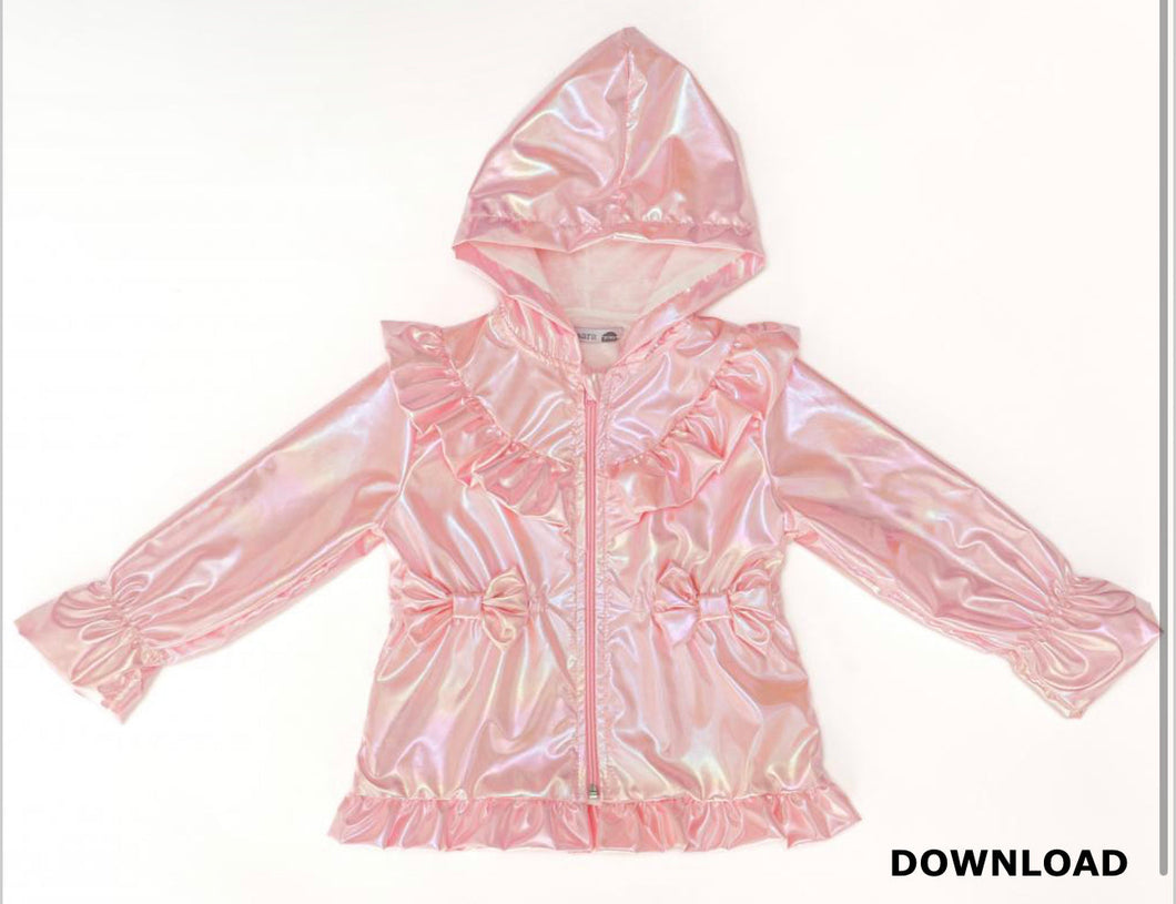 Frilly Bow Iridescent Rain Jacket in Pink or White