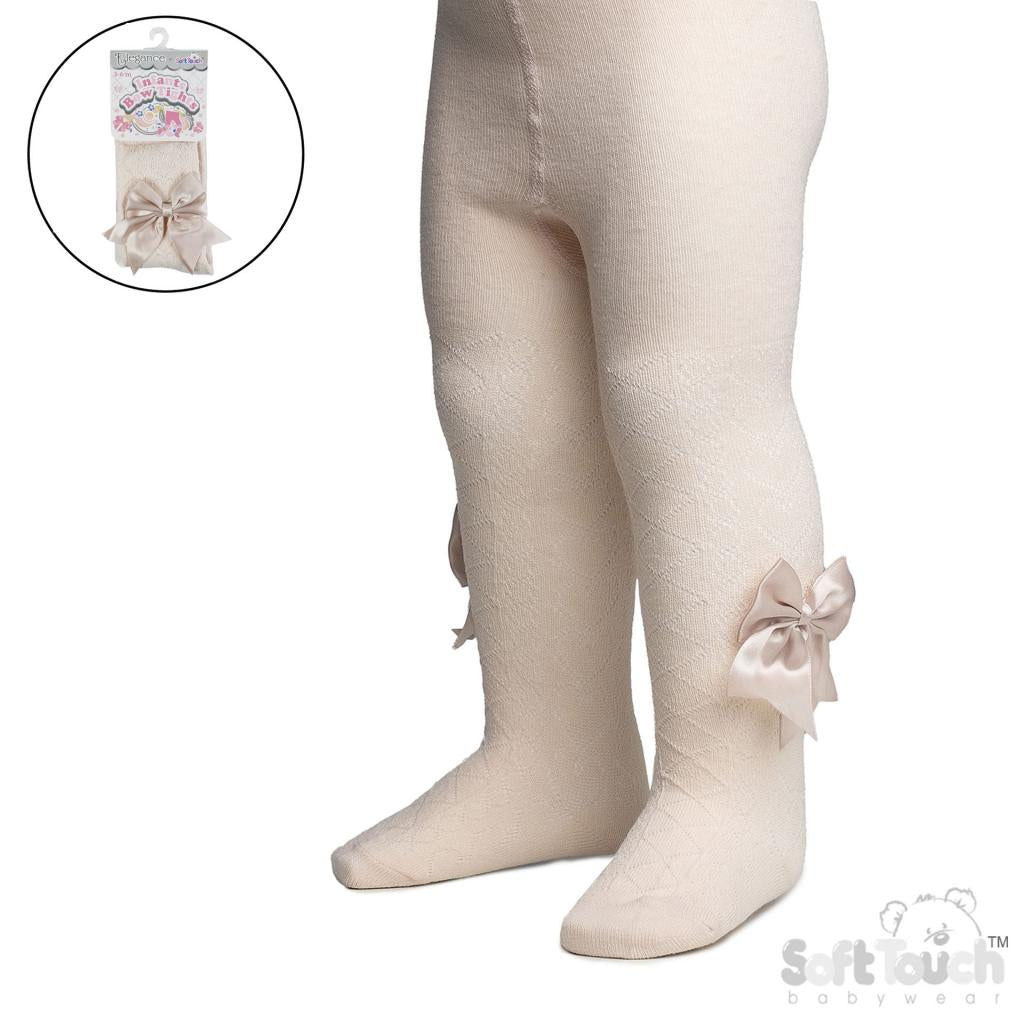 Large Beige Bow Tights
