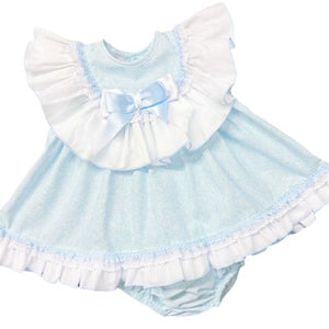 Blue Baby Girls Puff Dress with Bloomers