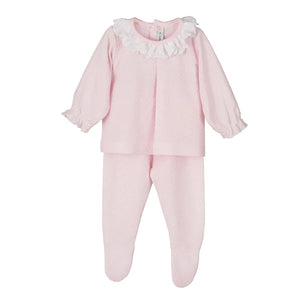 Pink Babygrow with Frilly Collar
