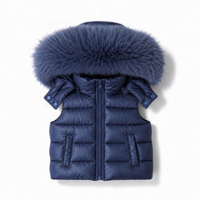 Load image into Gallery viewer, Navy Cream Faux Padded Gilet
