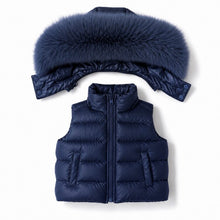 Load image into Gallery viewer, Navy Cream Faux Padded Gilet
