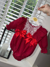 Load image into Gallery viewer, Red Lace Bow Romper
