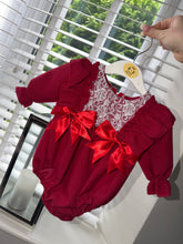 Load image into Gallery viewer, Red Lace Bow Romper
