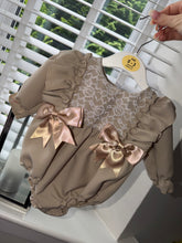 Load image into Gallery viewer, Beige Lace Bow Romper
