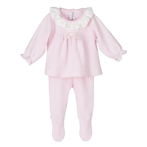 Pink Babygrow with Frilly Collar