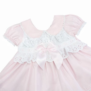 Baby Girls Pale Pink Puff Dress with Bow