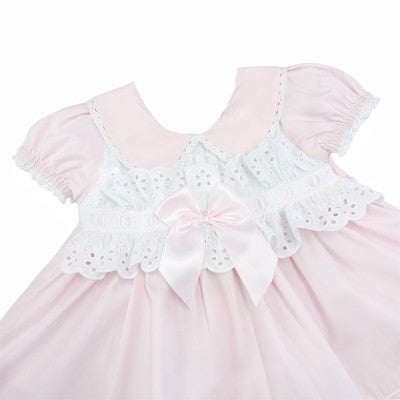 Baby Girls Pale Pink Puff Dress with Bow