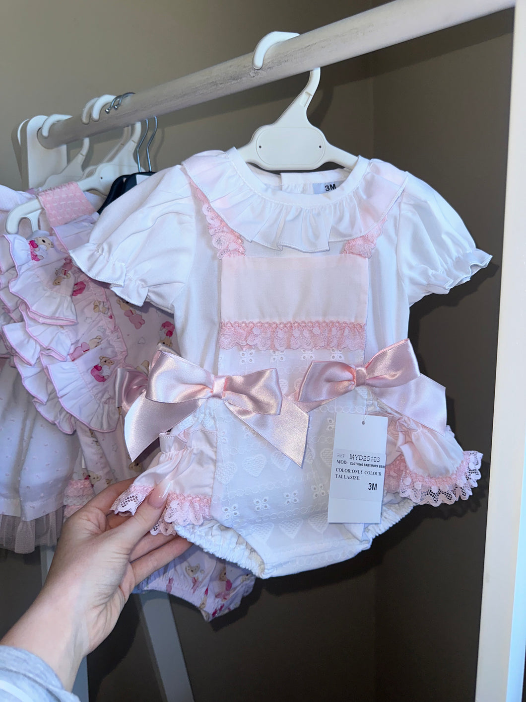 Girls Pink Smocked Romper